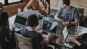 team at the office working