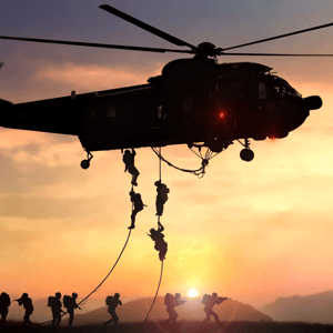 HELICOPTER DEPLOYING TROOPS